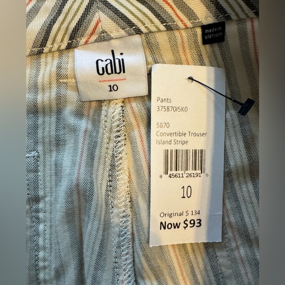 NWT Cabi Island Stripe Convertible Trousers -Size 10 - Picture 3 of 4